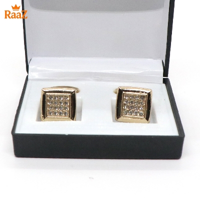 Picture of Gold Square Shape Grid Pattern Cufflink For Men