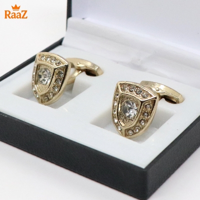 Picture of Golden Multiple Stone Emerald Spark Classic Cufflink For Men