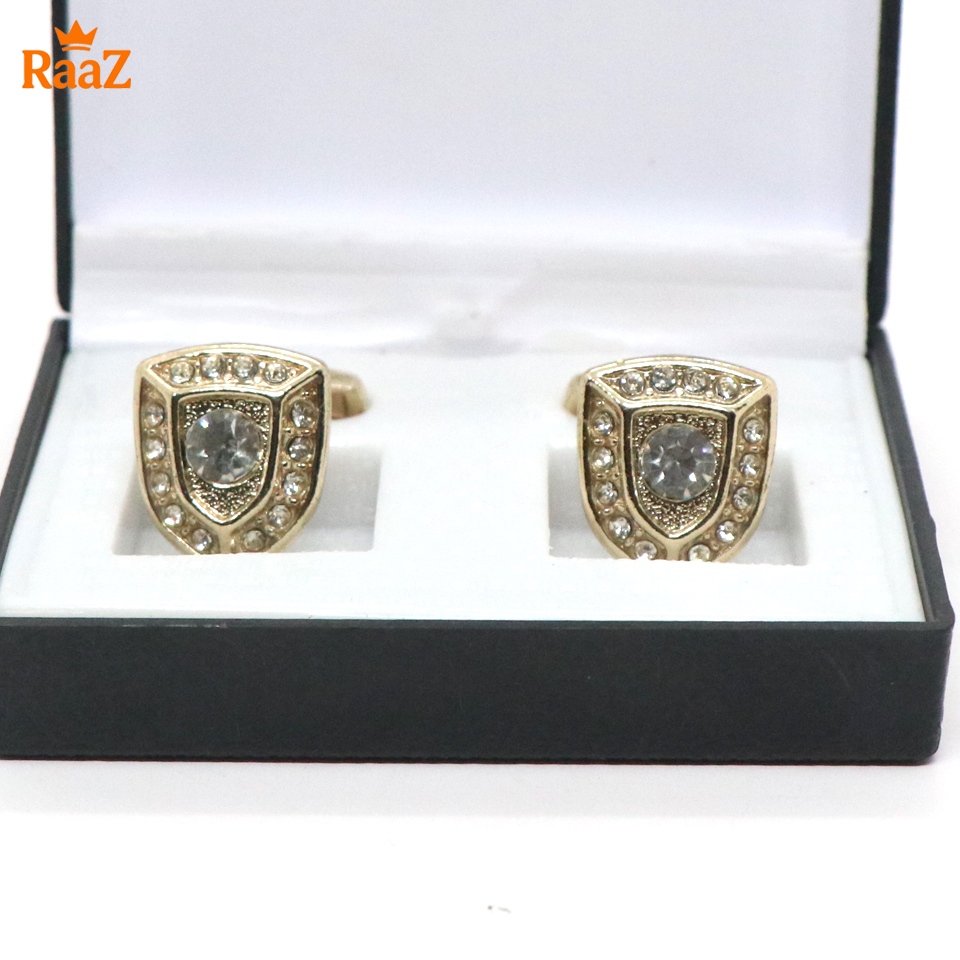 Picture of Golden Multiple Stone Emerald Spark Classic Cufflink For Men