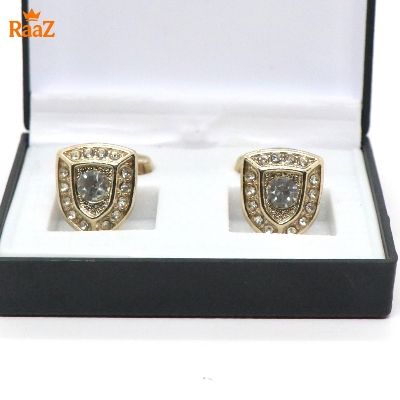 Picture of Golden Multiple Stone Emerald Spark Classic Cufflink For Men