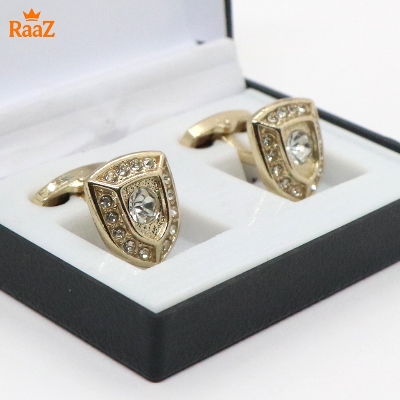 Picture of Golden Multiple Stone Emerald Spark Classic Cufflink For Men