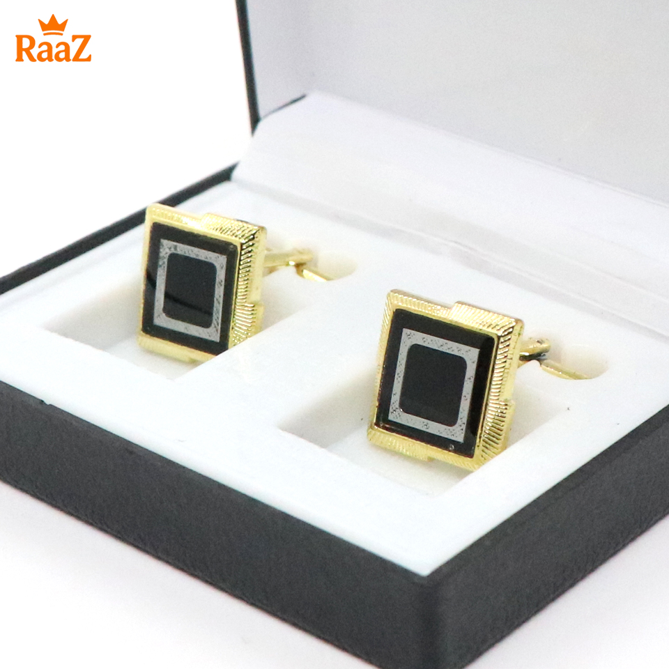 Picture of Golden Black Emerald Spark Classic Cufflink For Men
