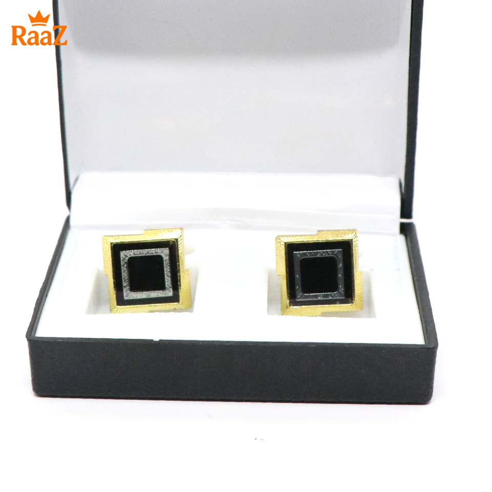 Picture of Golden Black Emerald Spark Classic Cufflink For Men