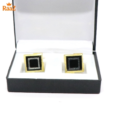Picture of Golden Black Emerald Spark Classic Cufflink For Men