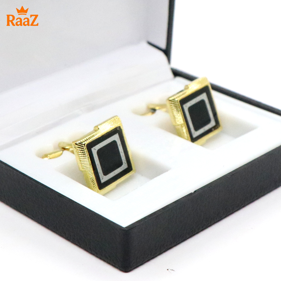 Picture of Golden Black Emerald Spark Classic Cufflink For Men