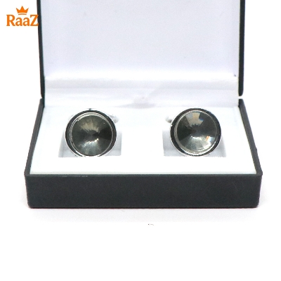 Picture of Full Silver Ruby Center Round Frame Cufflink For Men