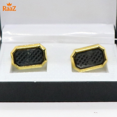 Picture of Golden Black Floral Crest Antique Cufflink For Men