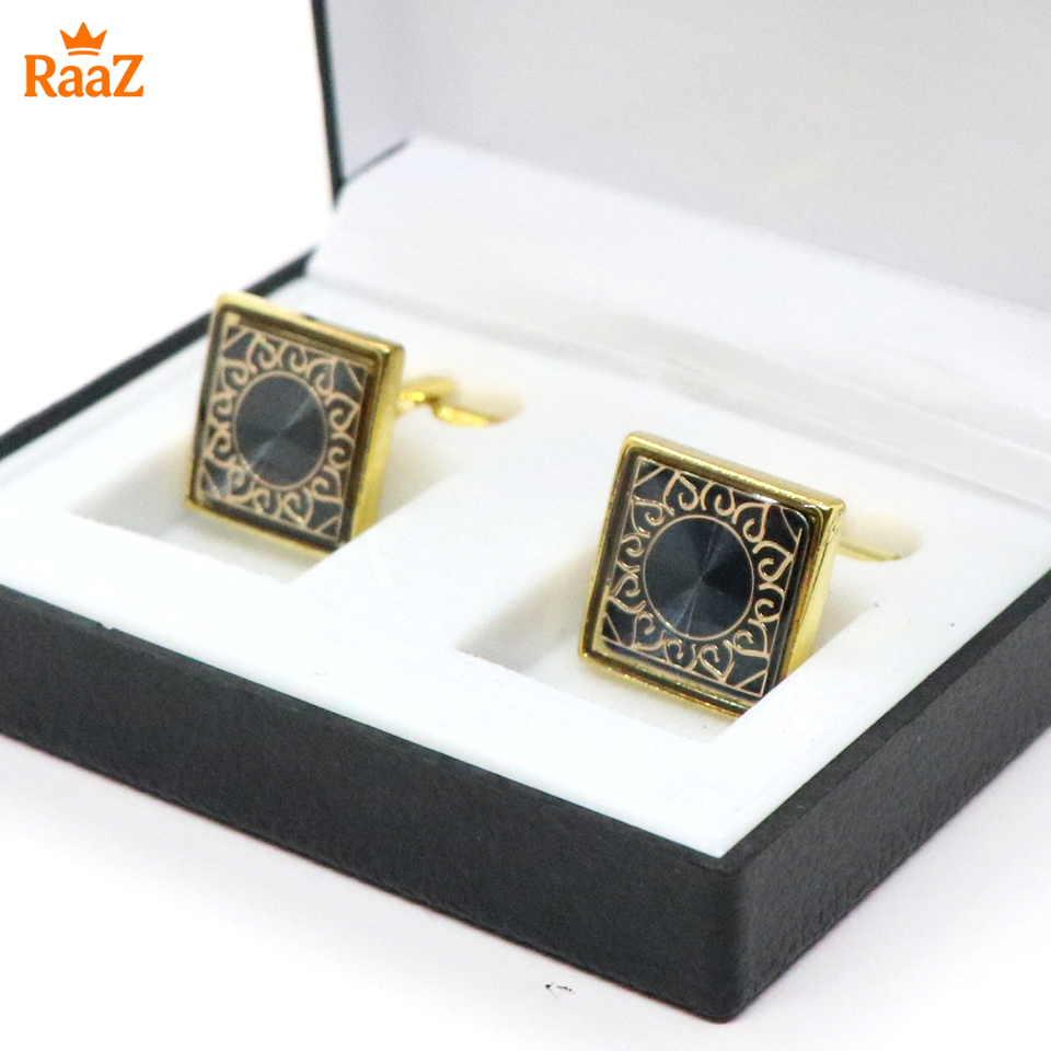 Picture of Golden Black Arabic Design Cufflink For Men