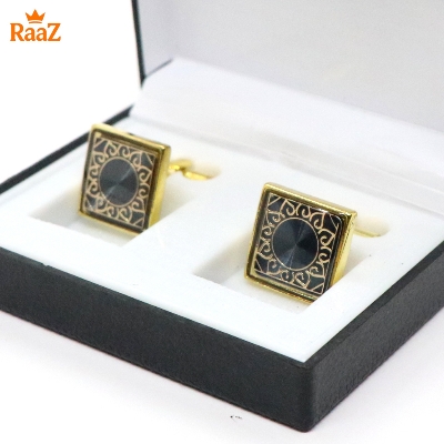 Picture of Golden Black Arabic Design Cufflink For Men