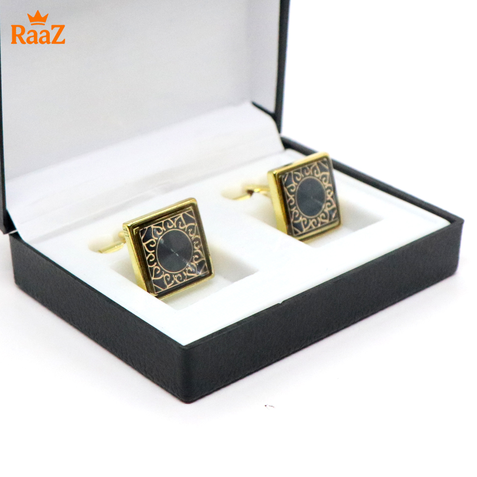 Picture of Golden Black Arabic Design Cufflink For Men