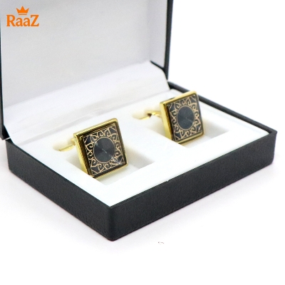 Picture of Golden Black Arabic Design Cufflink For Men