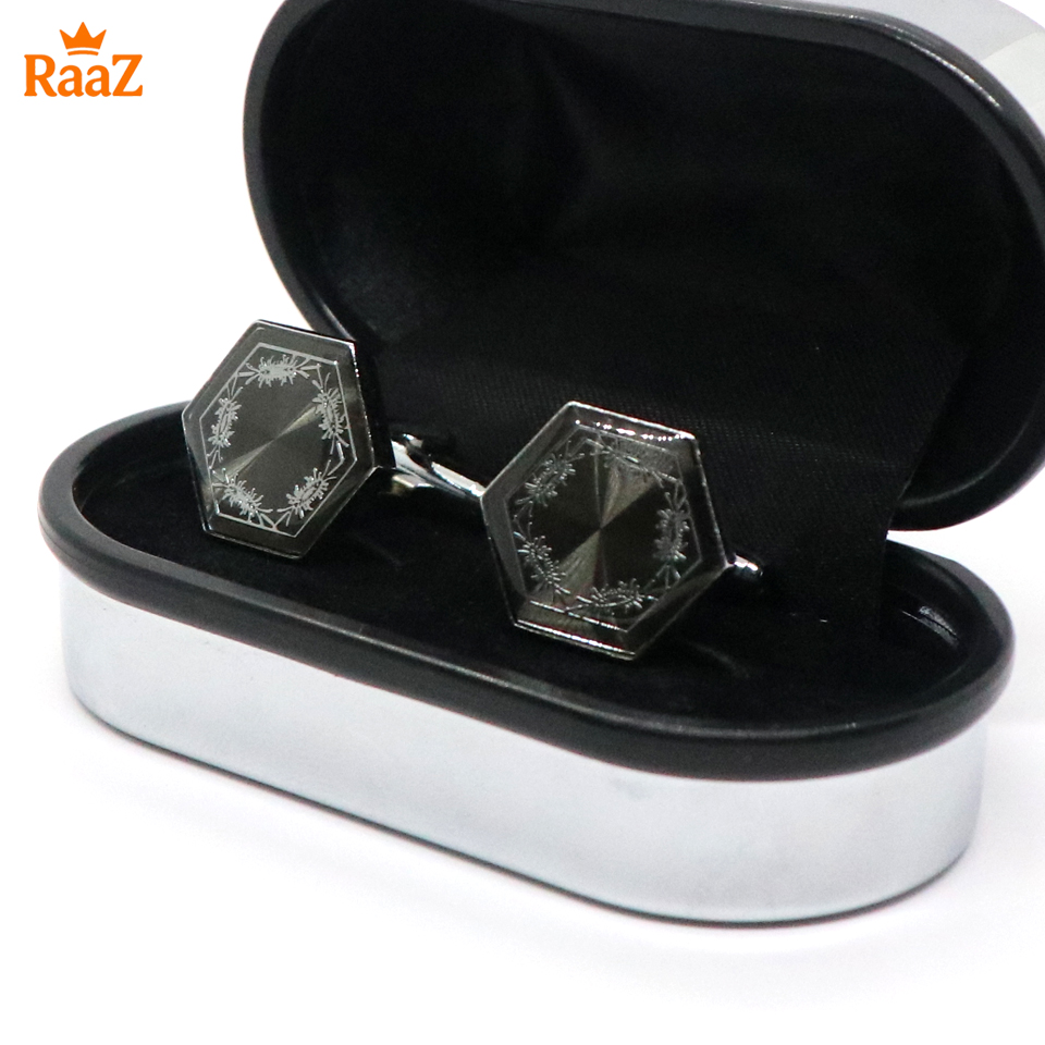 Picture of Jet Black Crystal Crown Cufflink For Men