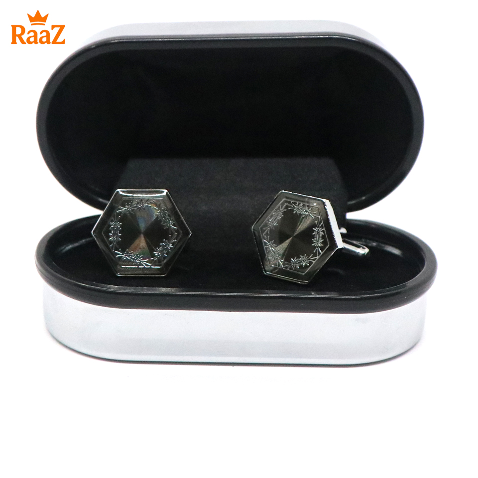 Picture of Jet Black Crystal Crown Cufflink For Men
