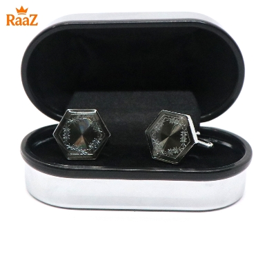 Picture of Jet Black Crystal Crown Cufflink For Men