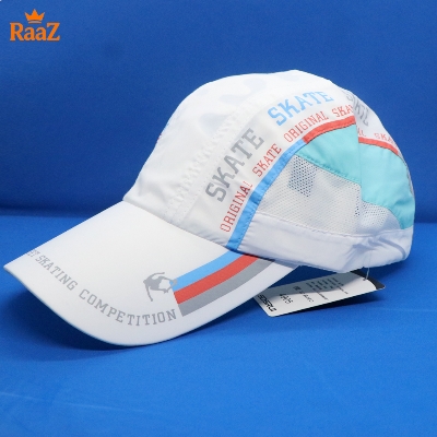 Picture of Full White Skate Summer Cool Parachute Mesh Snapback Cap For Men