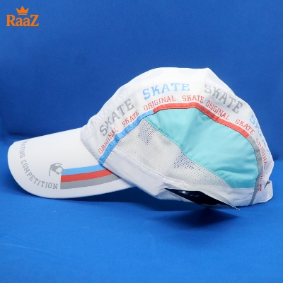 Picture of Full White Skate Summer Cool Parachute Mesh Snapback Cap For Men