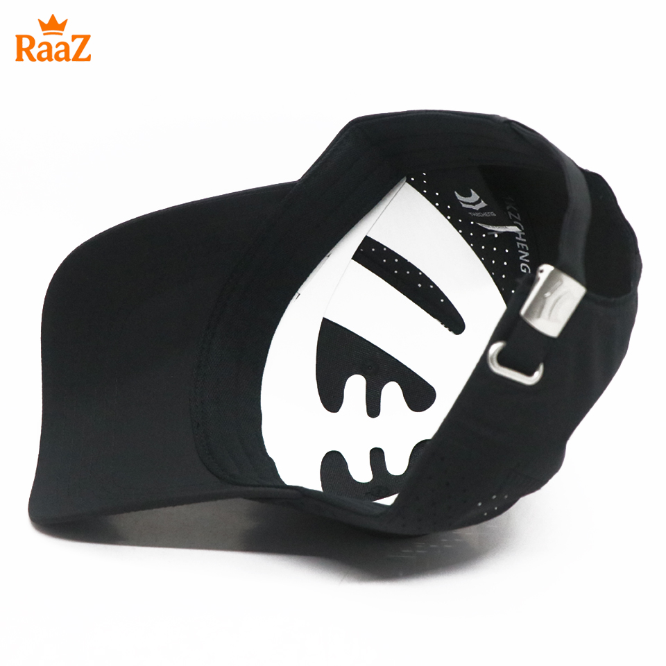 Picture of Black Ruiee Rubber Logo Summer Cool Parachute Mesh Snapback Cap For Men