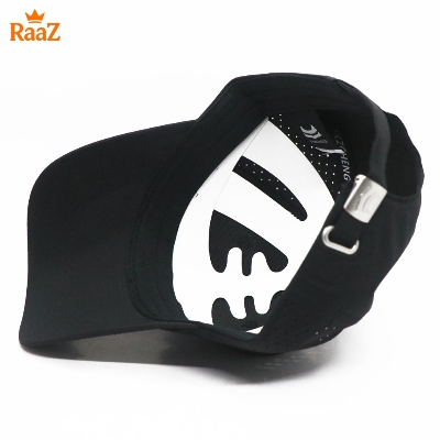 Picture of Black Ruiee Rubber Logo Summer Cool Parachute Mesh Snapback Cap For Men