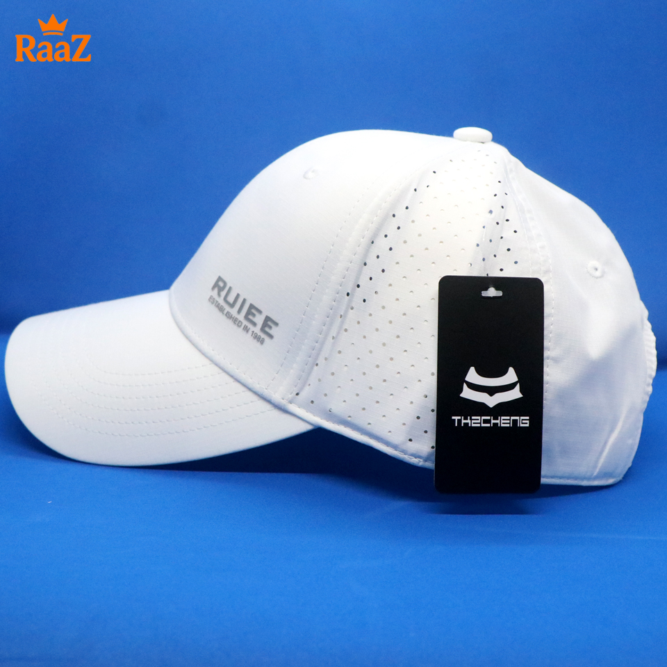 Picture of Full White RUIEE Ultra-Lightweight Parachute Mesh Running Cap For Men