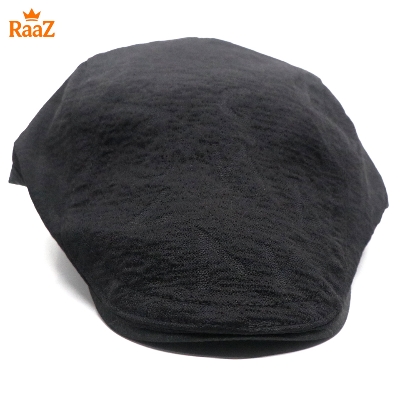 Picture of Black Vintage Style Wool Blend Flat Cap for Men – Adjustable Newsboy Hat