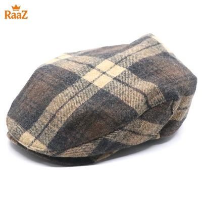 Picture of Check Wool Elegant Retro Style Flat Cap for Men