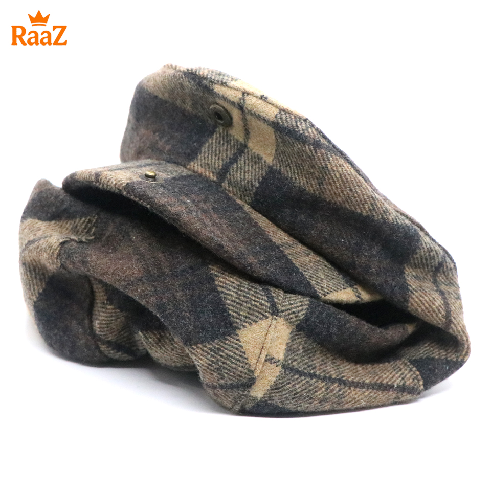 Picture of Check Wool Elegant Retro Style Flat Cap for Men