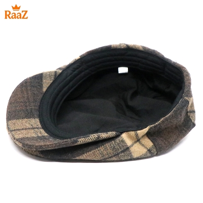 Picture of Check Wool Elegant Retro Style Flat Cap for Men