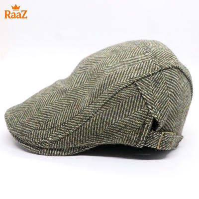 Picture of Mix Green Vintage Style Wool Blend Flat Cap for Men – Adjustable Newsboy Hat