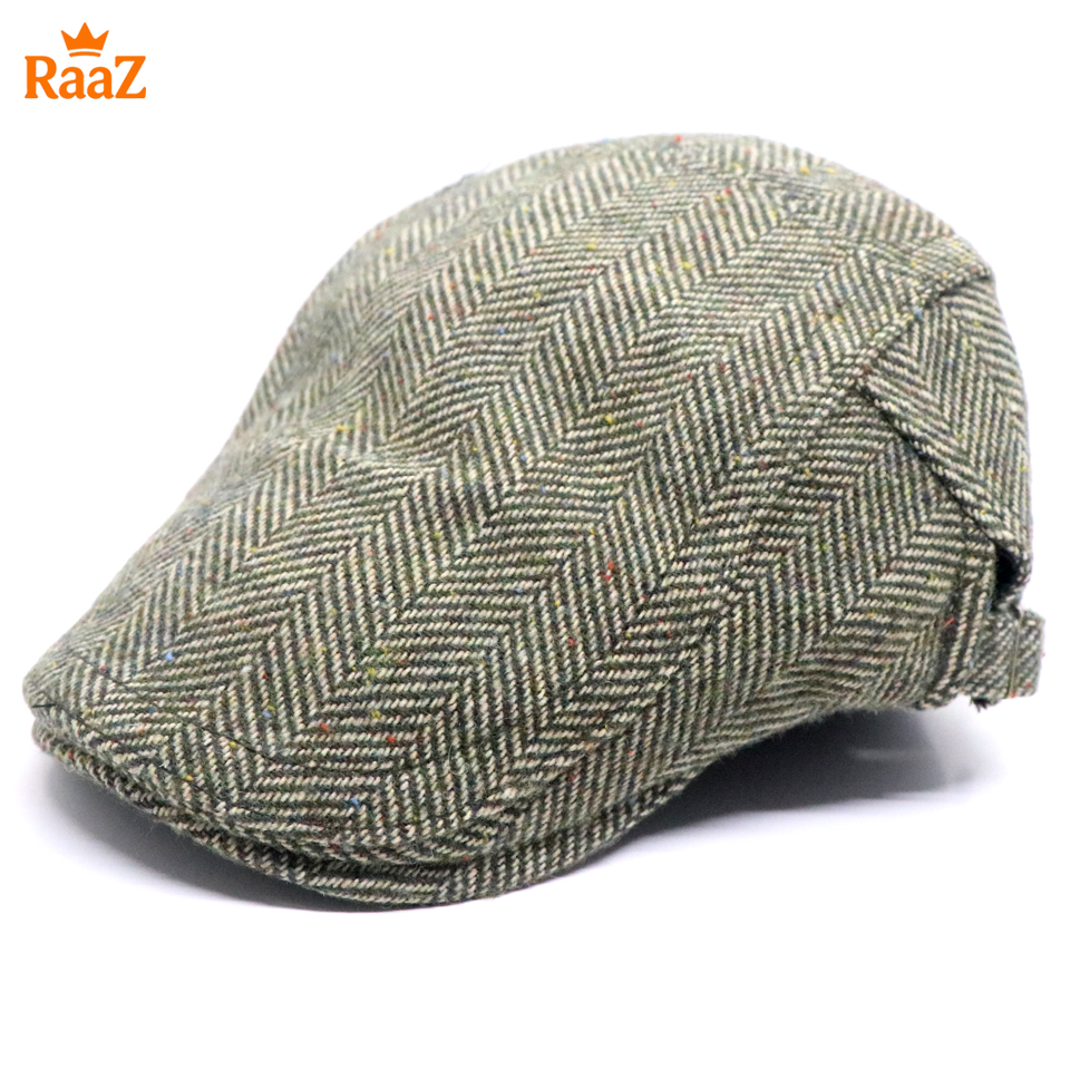 Picture of Mix Green Vintage Style Wool Blend Flat Cap for Men – Adjustable Newsboy Hat