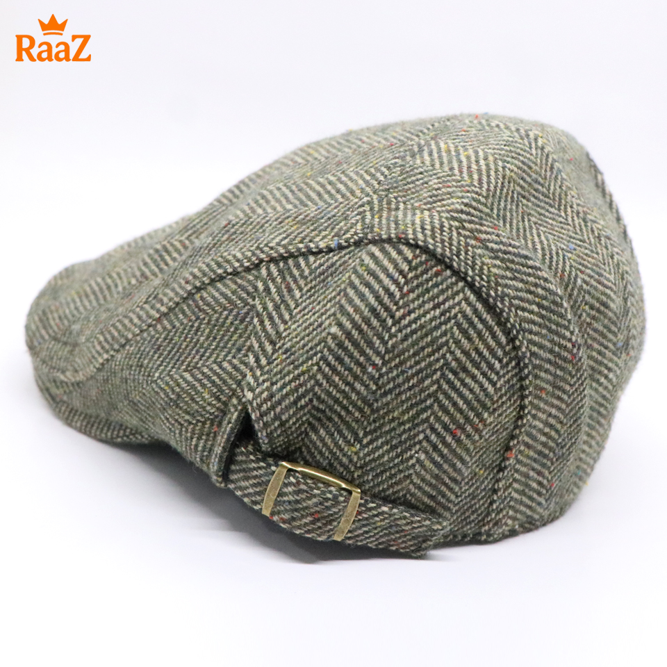 Picture of Mix Green Vintage Style Wool Blend Flat Cap for Men – Adjustable Newsboy Hat