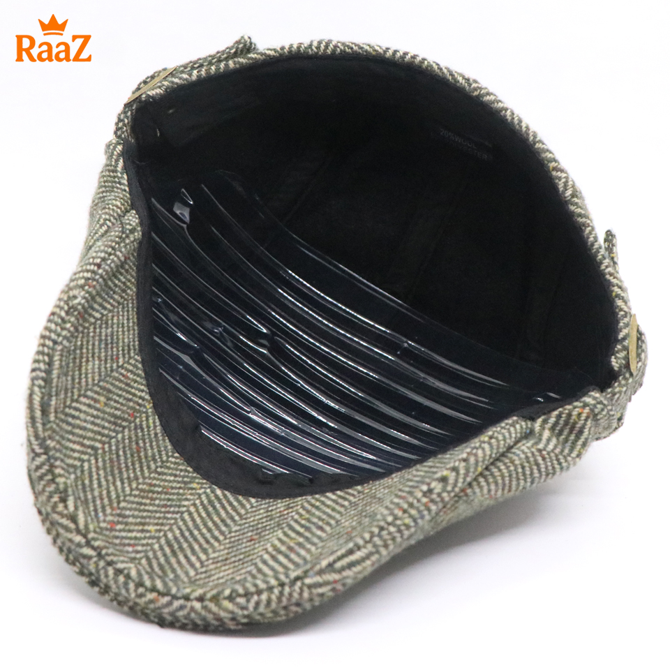 Picture of Mix Green Vintage Style Wool Blend Flat Cap for Men – Adjustable Newsboy Hat