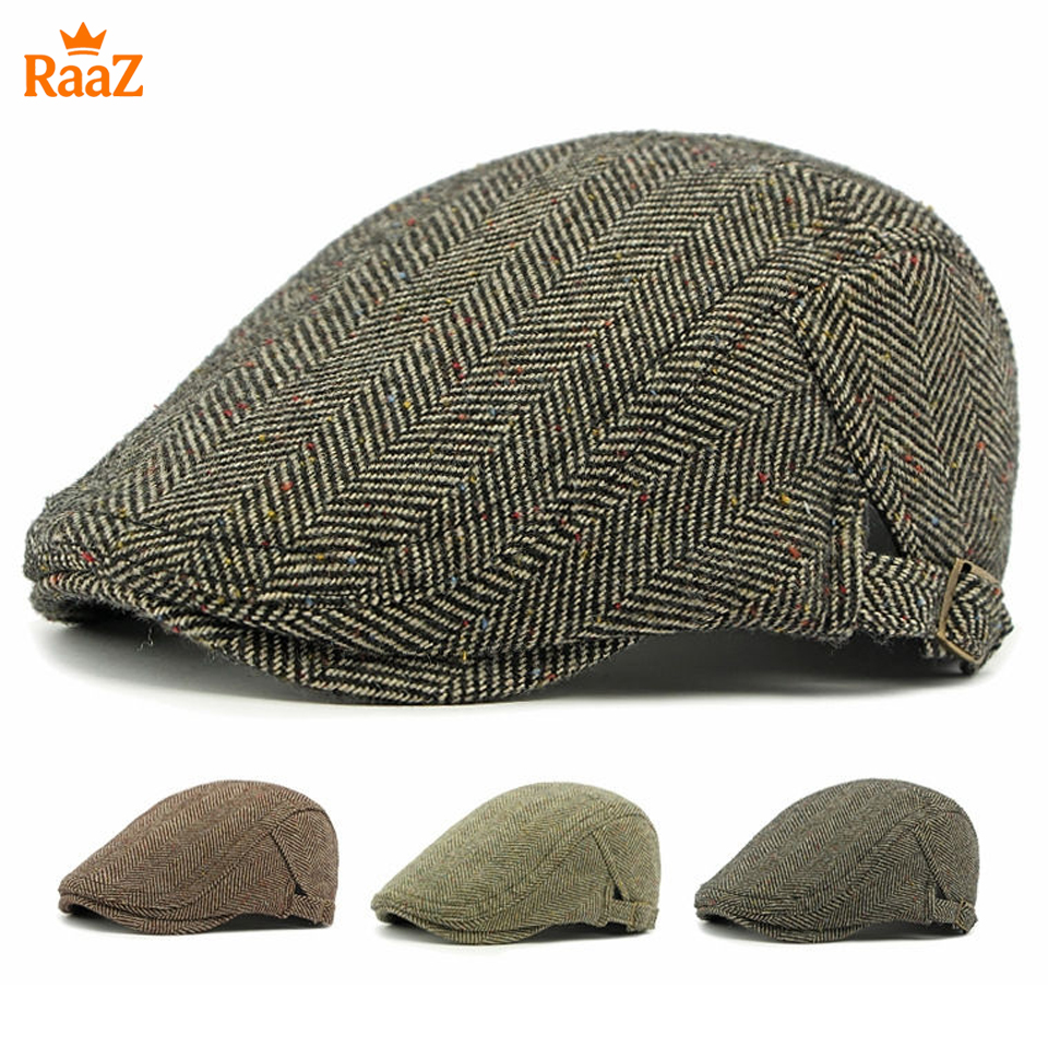 Picture of Vintage Style Wool Blend Flat Cap for Men – Adjustable Newsboy Hat