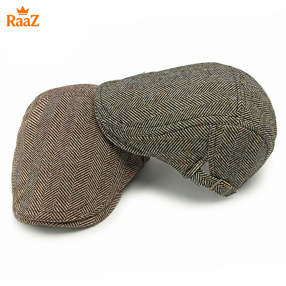 Picture of Vintage Style Wool Blend Flat Cap for Men – Adjustable Newsboy Hat