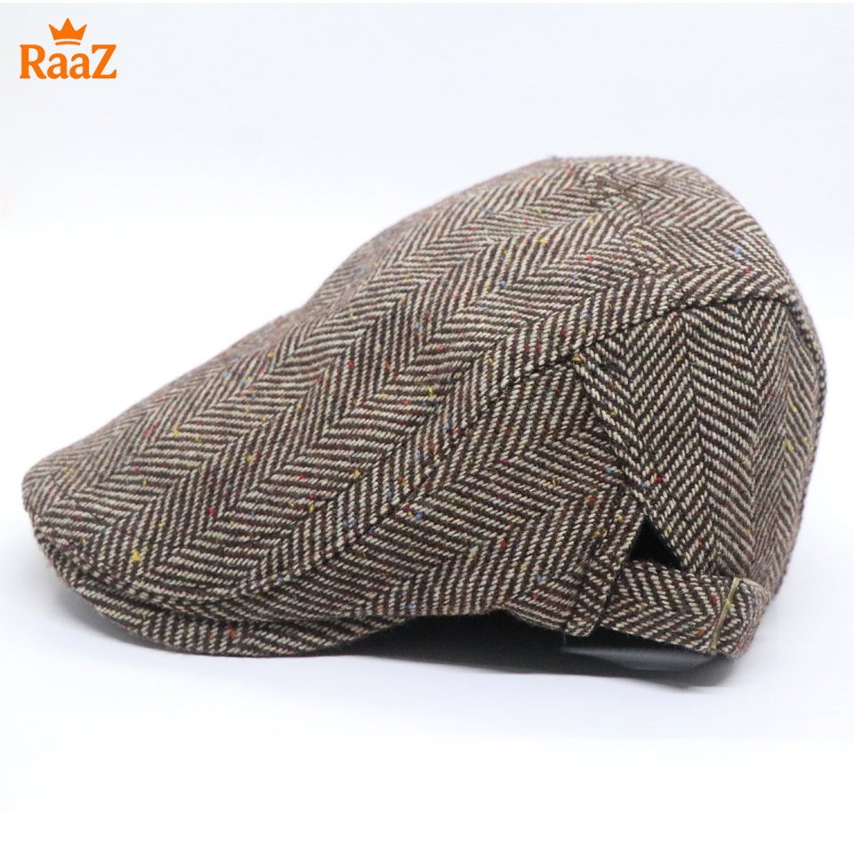 Picture of Mix Brown Vintage Style Wool Blend Flat Cap for Men – Adjustable Newsboy Hat