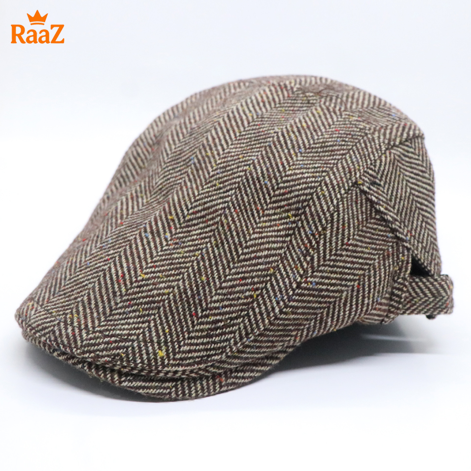 Picture of Mix Brown Vintage Style Wool Blend Flat Cap for Men – Adjustable Newsboy Hat