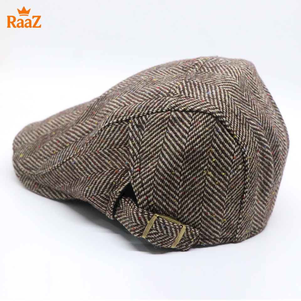 Picture of Mix Brown Vintage Style Wool Blend Flat Cap for Men – Adjustable Newsboy Hat