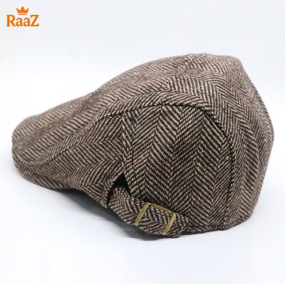 Picture of Mix Brown Vintage Style Wool Blend Flat Cap for Men – Adjustable Newsboy Hat