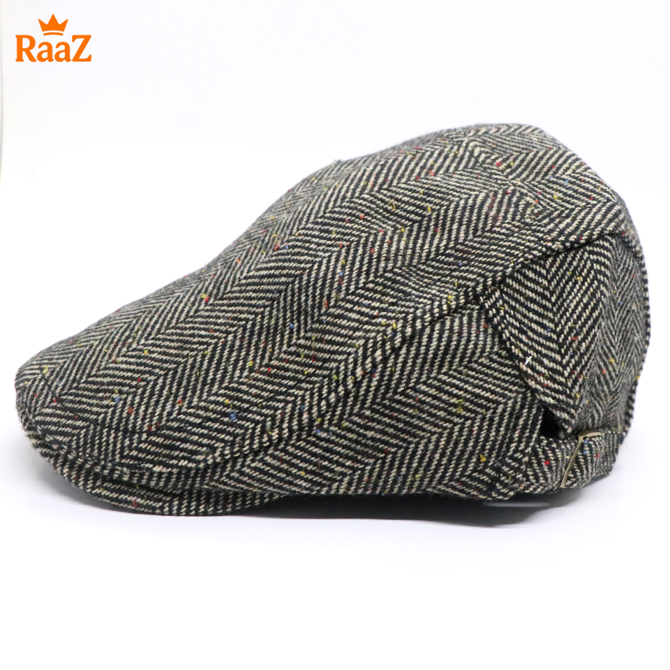 Picture of Mix Brown Vintage Style Wool Blend Flat Cap for Men – Adjustable Newsboy Hat