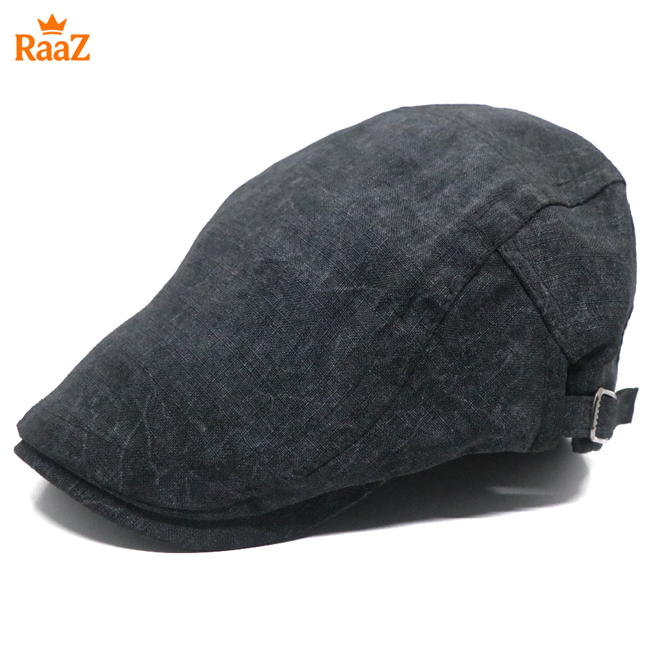 Picture of Black Casual Retro Newsboy Flat Cap – Comfortable Cotton Fabric