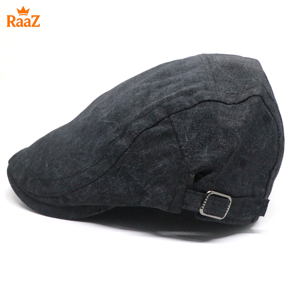 Picture of Black Casual Retro Newsboy Flat Cap – Comfortable Cotton Fabric