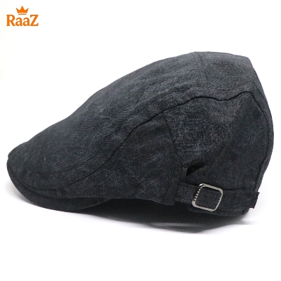 Picture of Black Casual Retro Newsboy Flat Cap – Comfortable Cotton Fabric