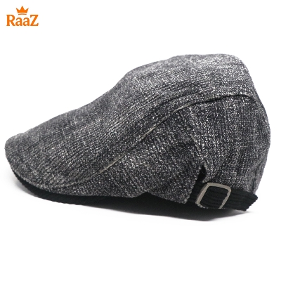 Picture of Black Wool Elegant Retro Style Flat Cap for Men
