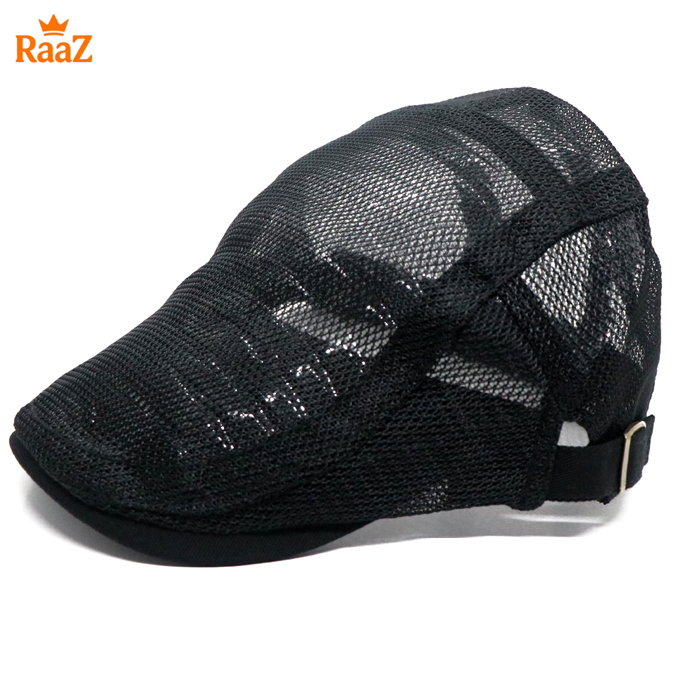 Picture of Black Lightweight Summer Mesh Flat Cap for Men – Breathable Outdoor Hat