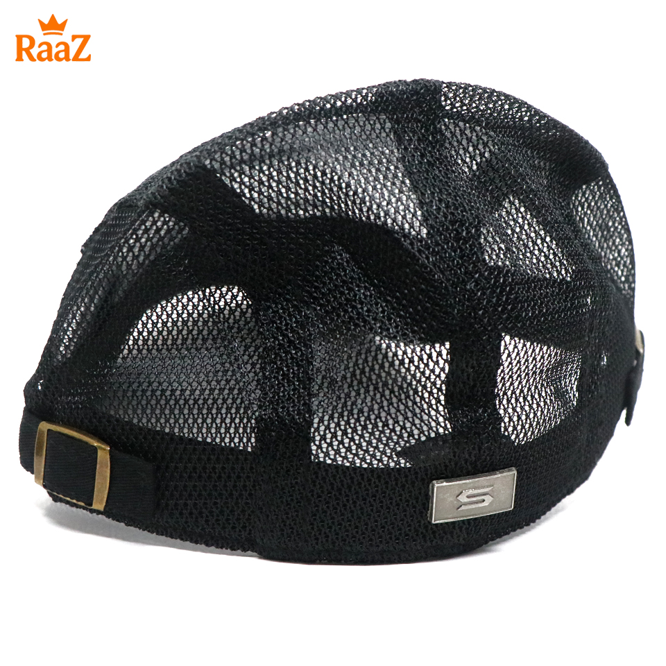 Picture of Black Lightweight Summer Mesh Flat Cap for Men – Breathable Outdoor Hat