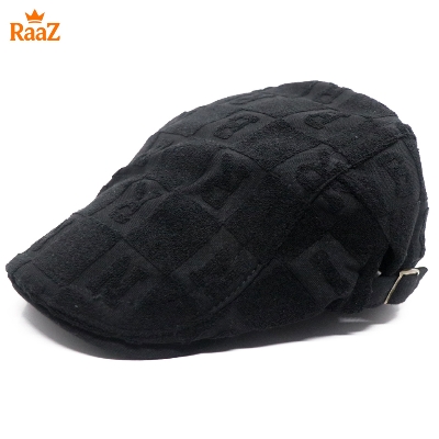 Picture of Black Wool Men’s Outdoor Adjustable Driving Cap – Vintage Style Duckbill Hat