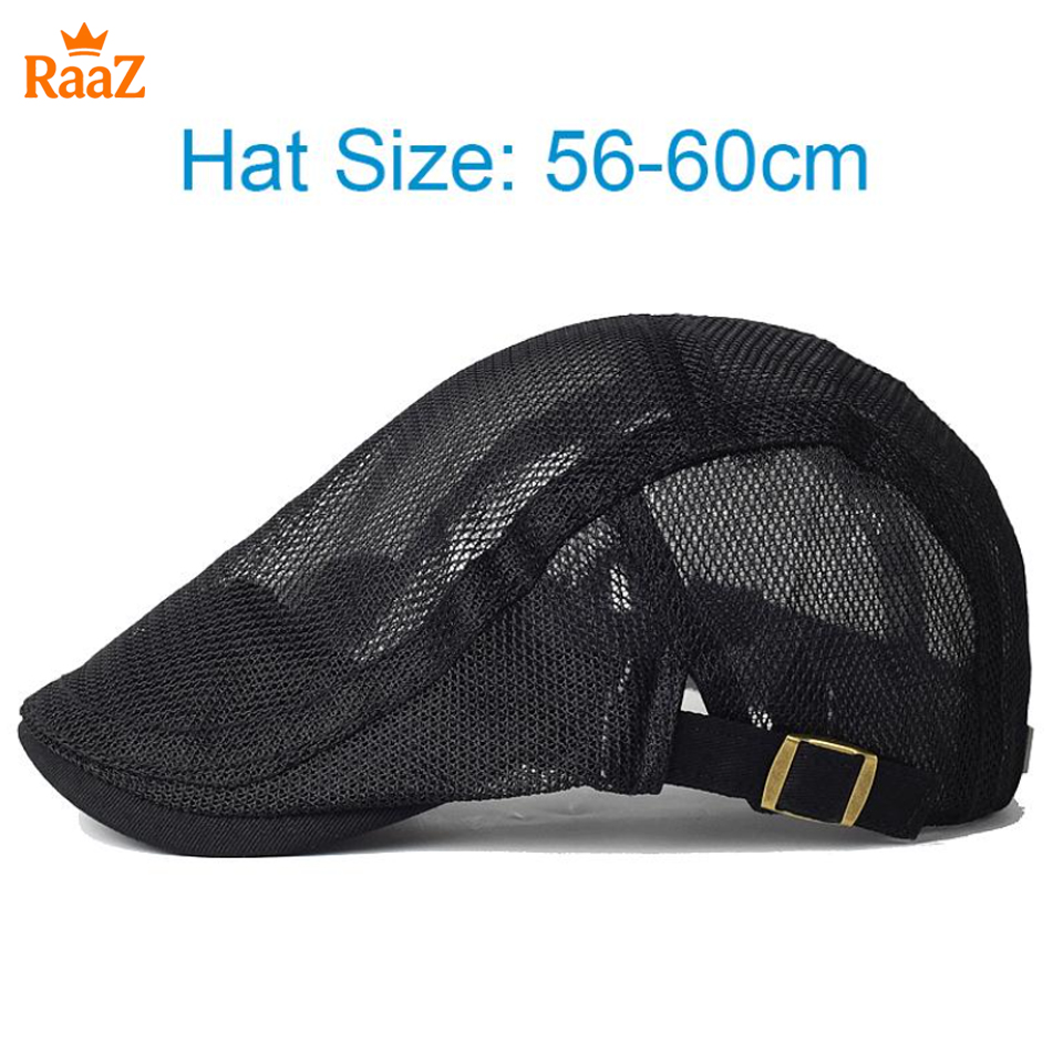 Picture of Black Lightweight Summer Mesh Flat Cap for Men – Breathable Outdoor Hat