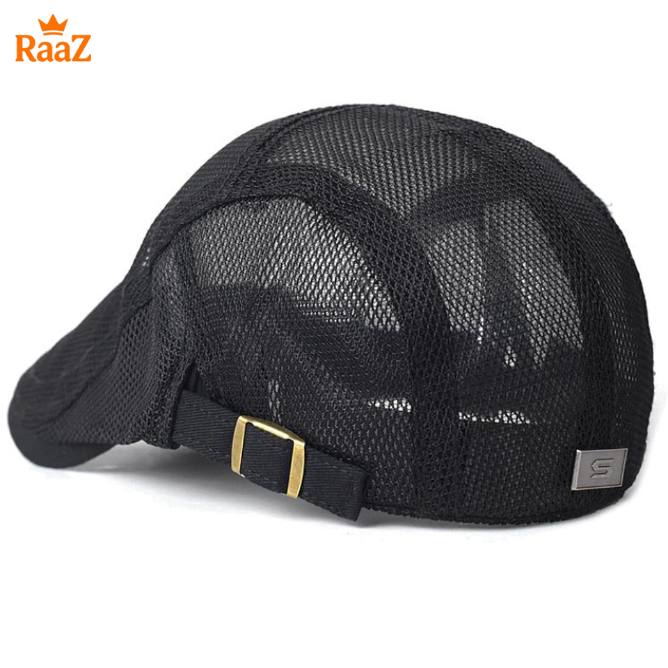 Picture of Black Lightweight Summer Mesh Flat Cap for Men – Breathable Outdoor Hat
