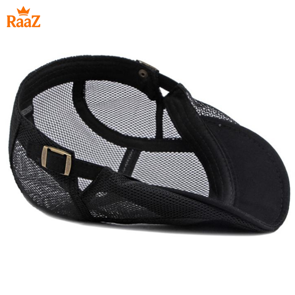 Picture of Black Lightweight Summer Mesh Flat Cap for Men – Breathable Outdoor Hat