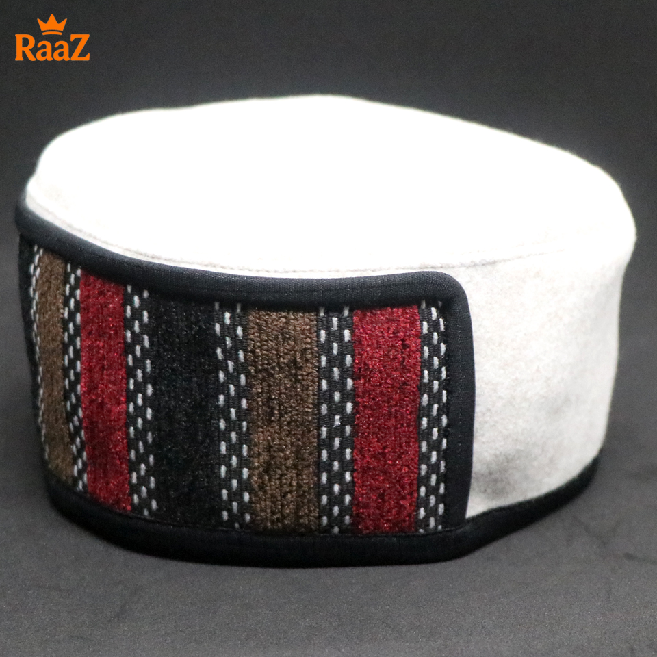 Picture of White High-Quality Woolen Pakol Cap Authentic Style Prayer Hat Tupi