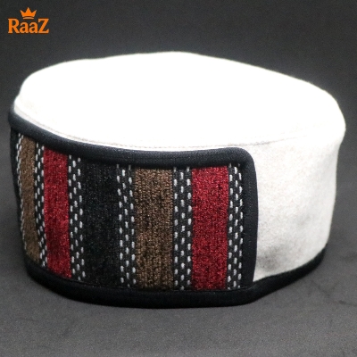 Picture of White High-Quality Woolen Pakol Cap Authentic Style Prayer Hat Tupi